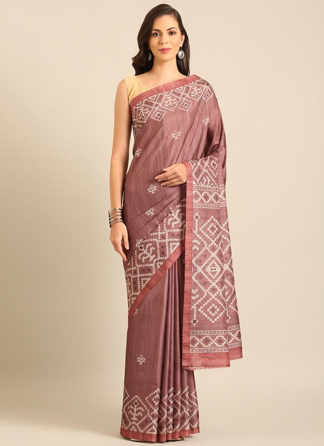 Cotton Pink Daily Wear Printed Saree